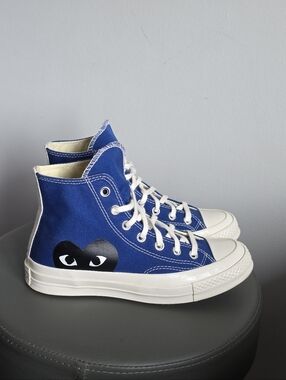 Converse x Comme Des Garçons Play Chuck Taylor High Top Sneakers Blue Heart Eyes